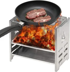 Grill Burners Multifunctional Grill Potable Folding Stainless Steel Backpacking Outdoor Wood Burning Stove