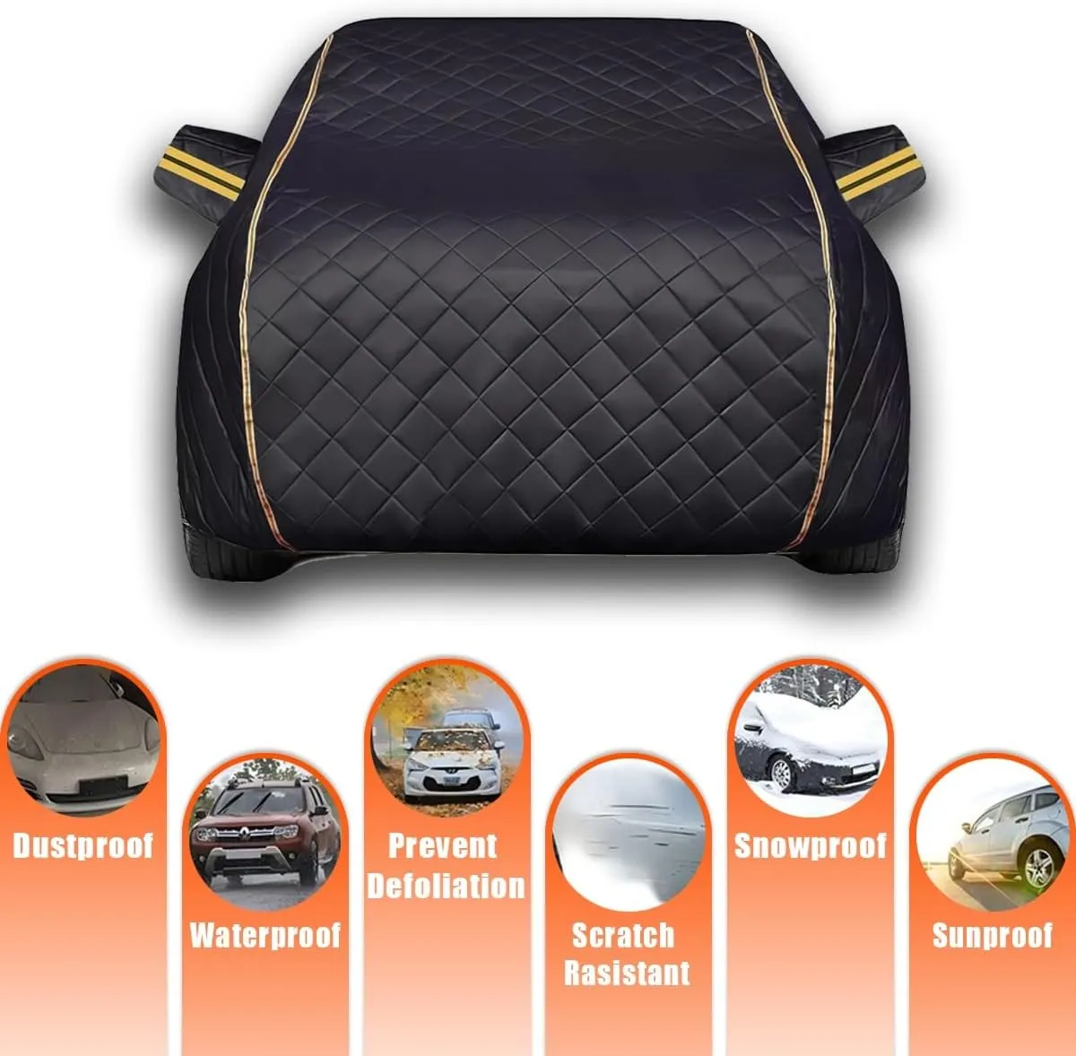 Hail Protector Car Cover for Ligier IXO, Full Car Cover Waterproof Windproof Flame Retardant Car Protective Blanket Thickened Indoor Outdoor Car Tarpaulin with Zipper