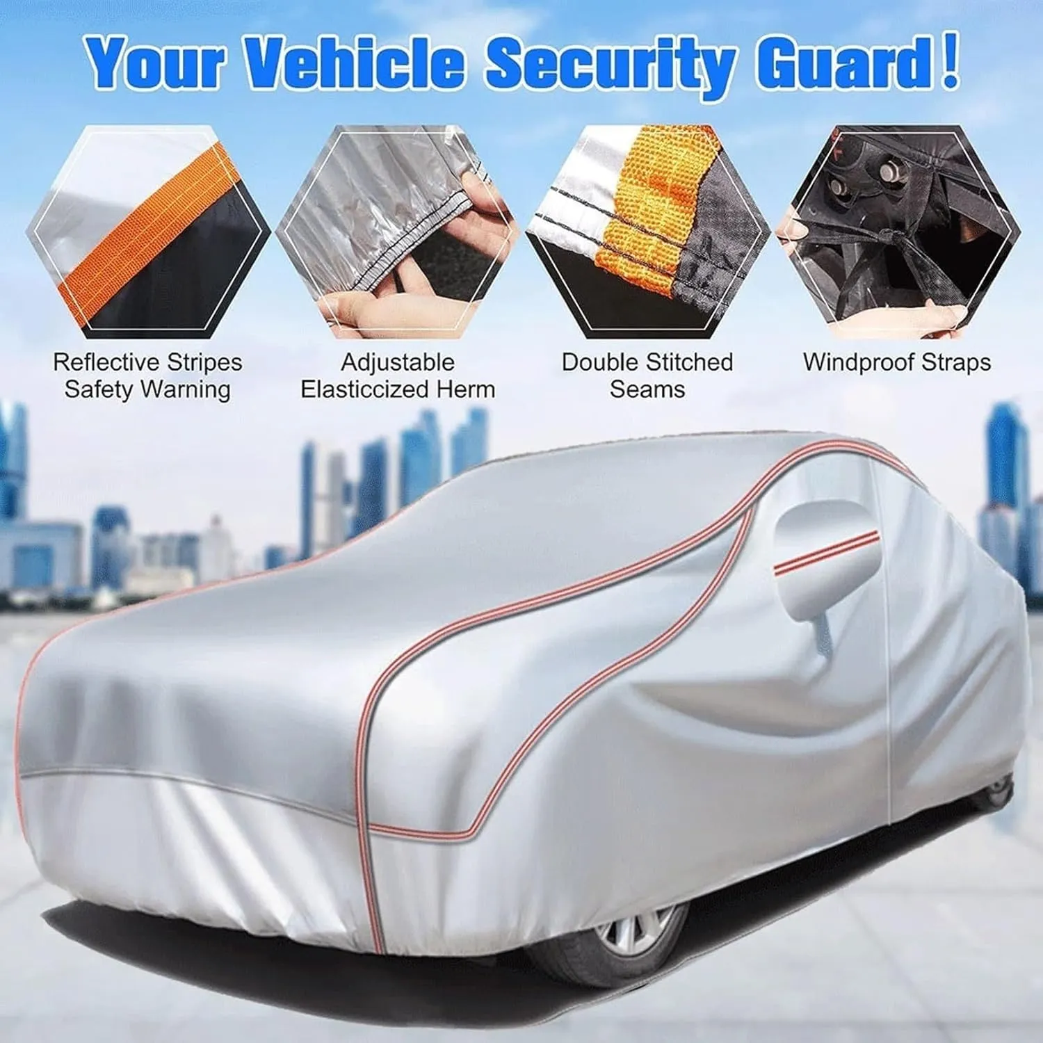 Hail Protector Car Cover for Ligier IXO, Full Car Cover Waterproof Windproof Flame Retardant Car Protective Blanket Thickened Indoor Outdoor Car Tarpaulin with Zipper