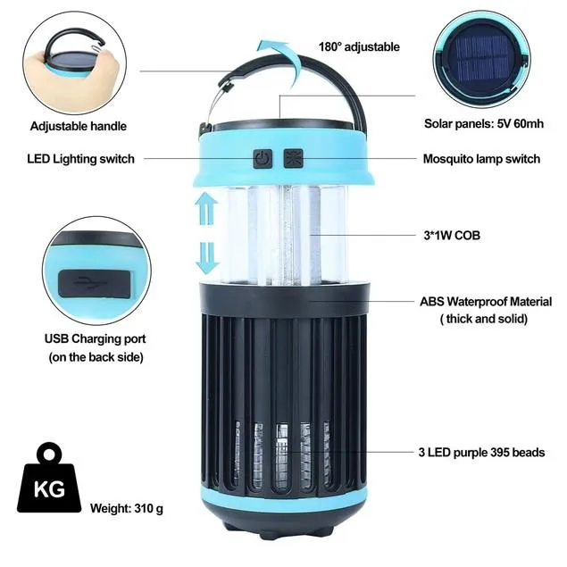 Hakol Outdoor Solar Powered LED Rechargeable Mosquito Zapper Lantern