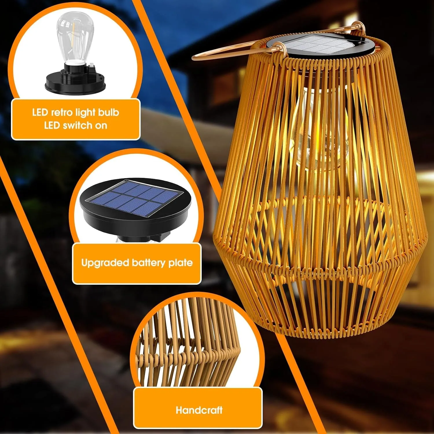 Hanging Solar Woven Lantern Solar Lamp Lights Decoration