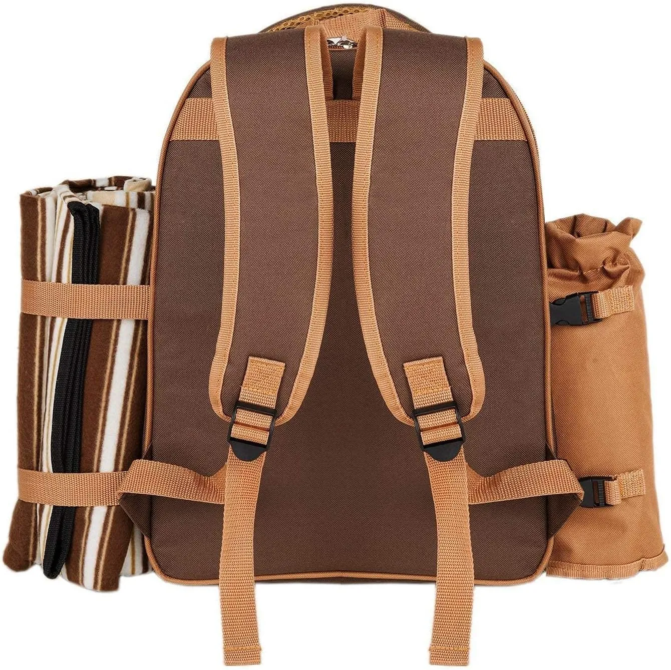 Hap Tim Picnic Backpack Bag for 4 Person with Cooler Compartment, Detachable Bottle/Wine Holder, Fleece Blanket, Plates and Cutlery Set Perfect for Outdoor, Sports, Hiking, Camping, BBQs(Coffee)