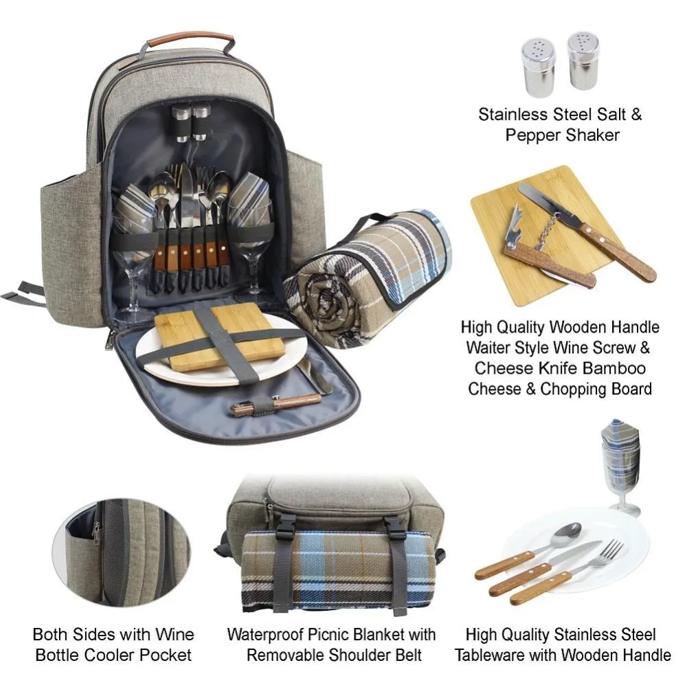 HappyPicnic® Insulated Picnic Backpack for 2 Persons