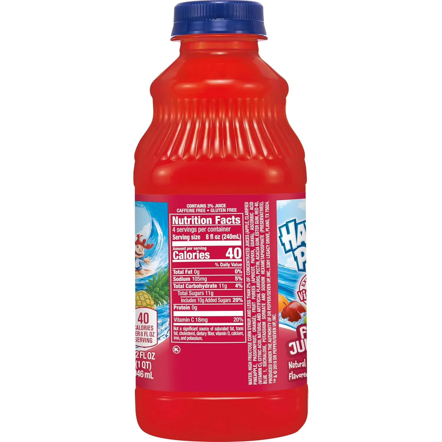 Hawaiian Punch Fruit Juicy Red Fruit Juice Drink, 32 Fl Oz Bottle (Pack Of 12), Caffeine-free, Carbonation-free, Gluten-free, Excellent Source Of Vitamin C, Less Than 100 Calories