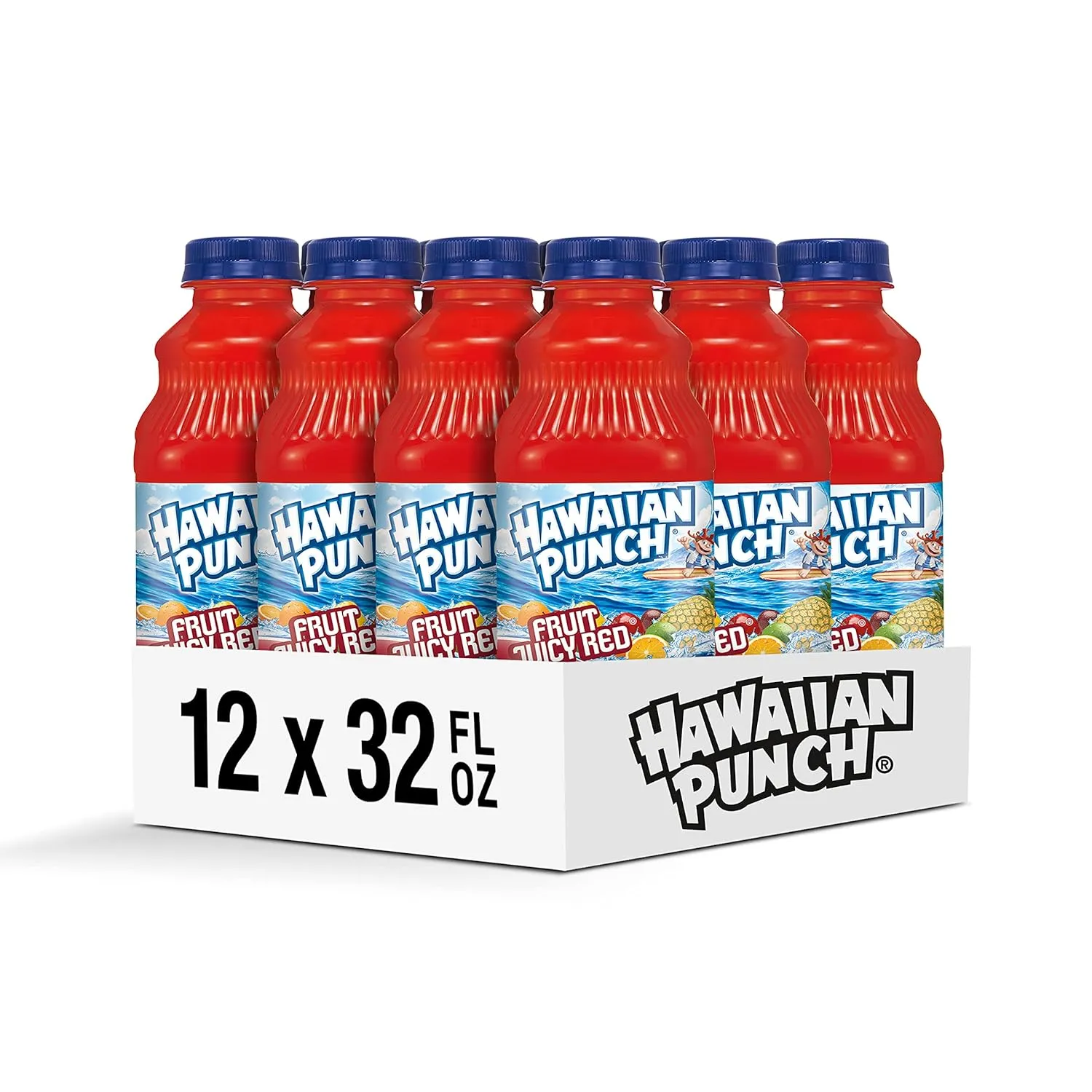 Hawaiian Punch Fruit Juicy Red Fruit Juice Drink, 32 Fl Oz Bottle (Pack Of 12), Caffeine-free, Carbonation-free, Gluten-free, Excellent Source Of Vitamin C, Less Than 100 Calories