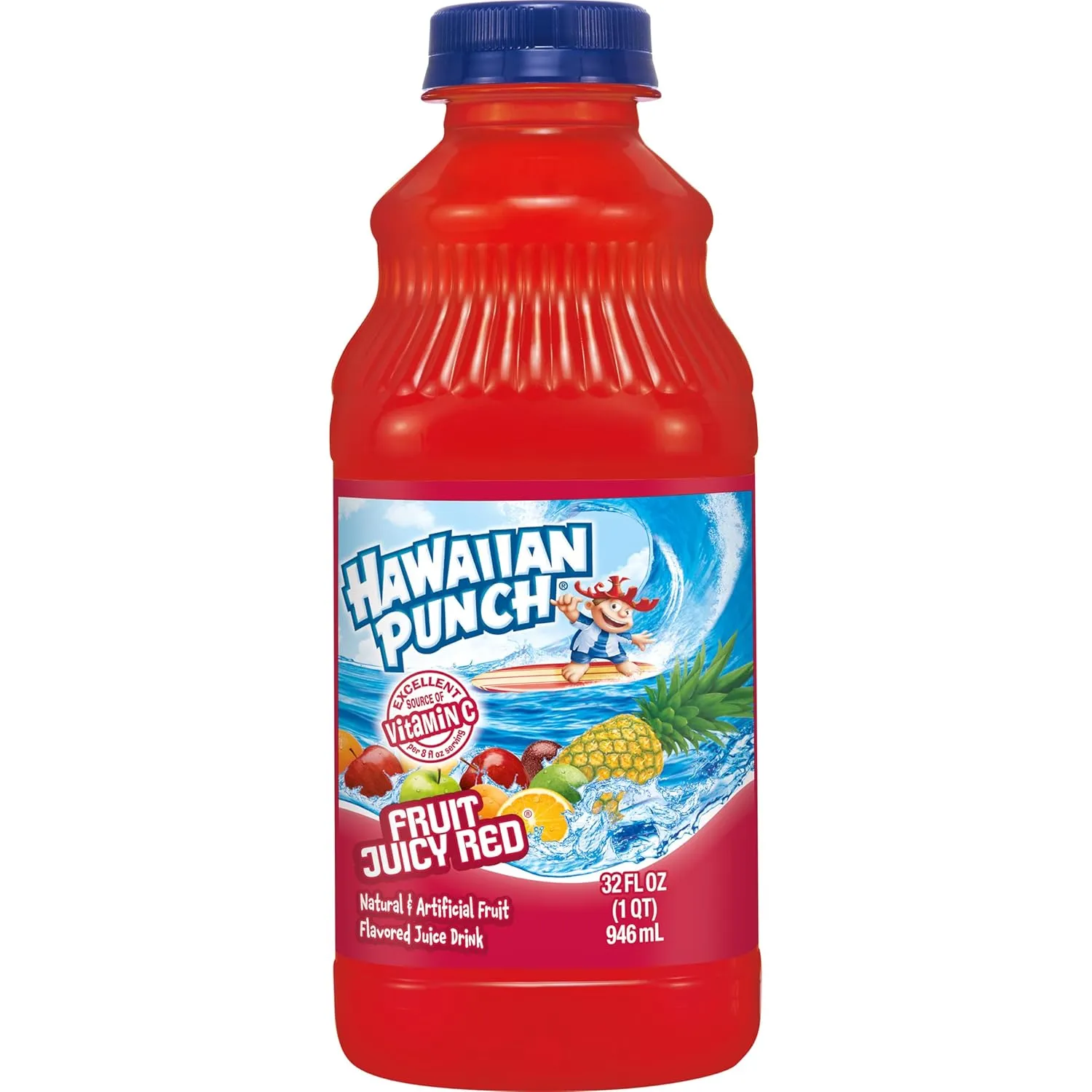 Hawaiian Punch Fruit Juicy Red Fruit Juice Drink, 32 Fl Oz Bottle (Pack Of 12), Caffeine-free, Carbonation-free, Gluten-free, Excellent Source Of Vitamin C, Less Than 100 Calories