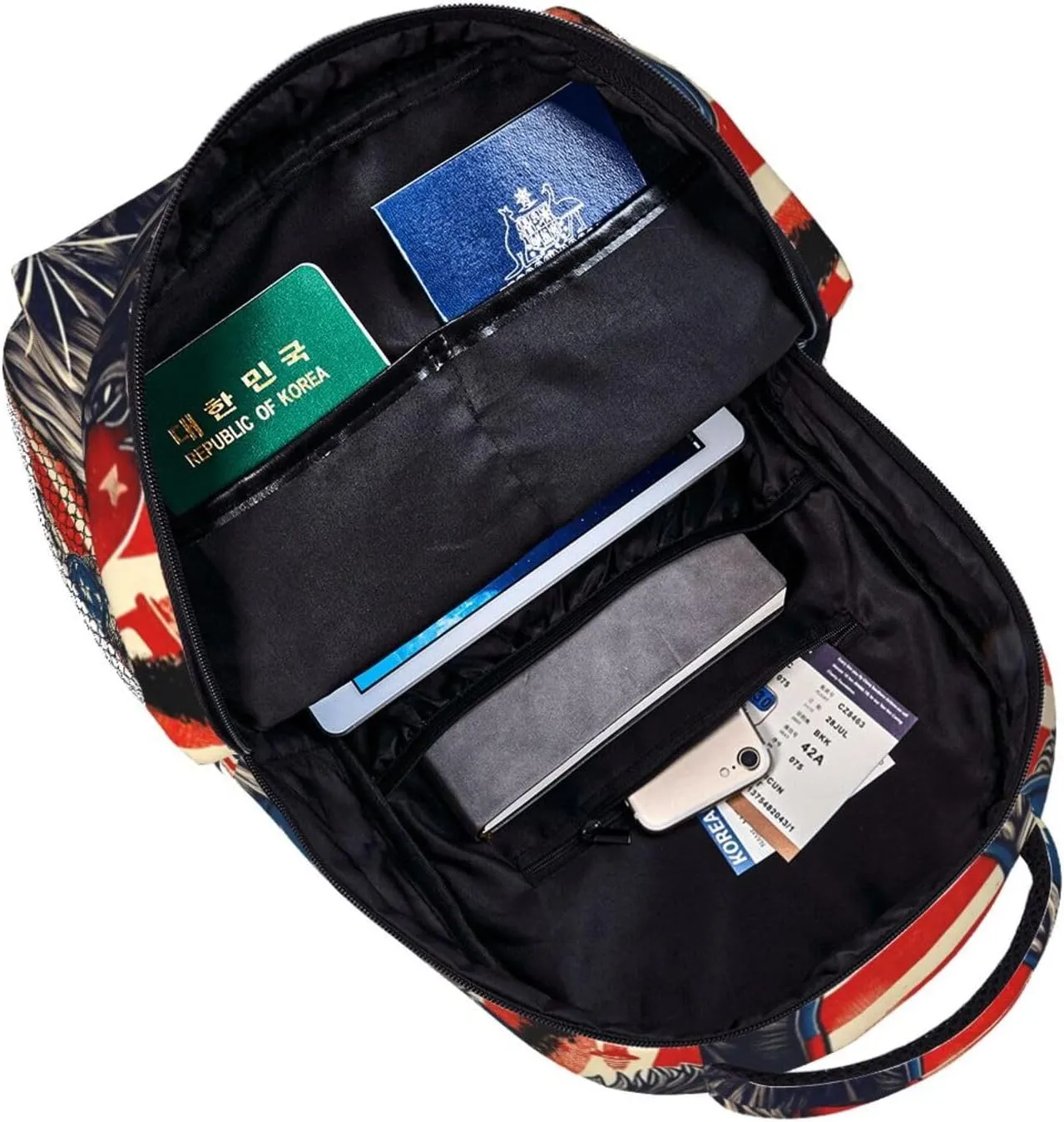 Highland Cow American Flag Wear Glasses Backpack Lightweight Laptop Backpack Casual Daypack Travel Double Shoulder Bag For Women Men