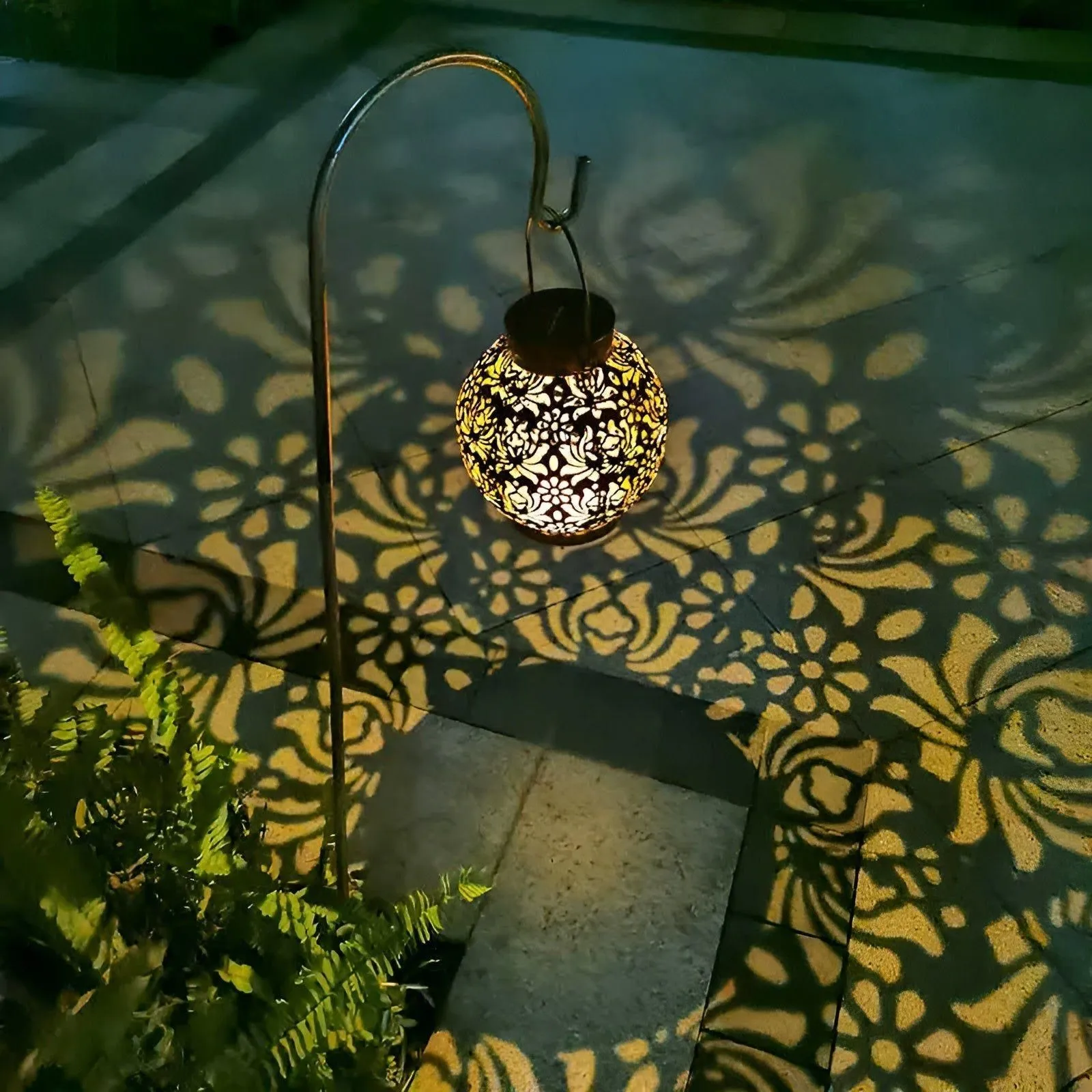 Hollow Elegance - Waterproof LED Solar Garden Pendant Light