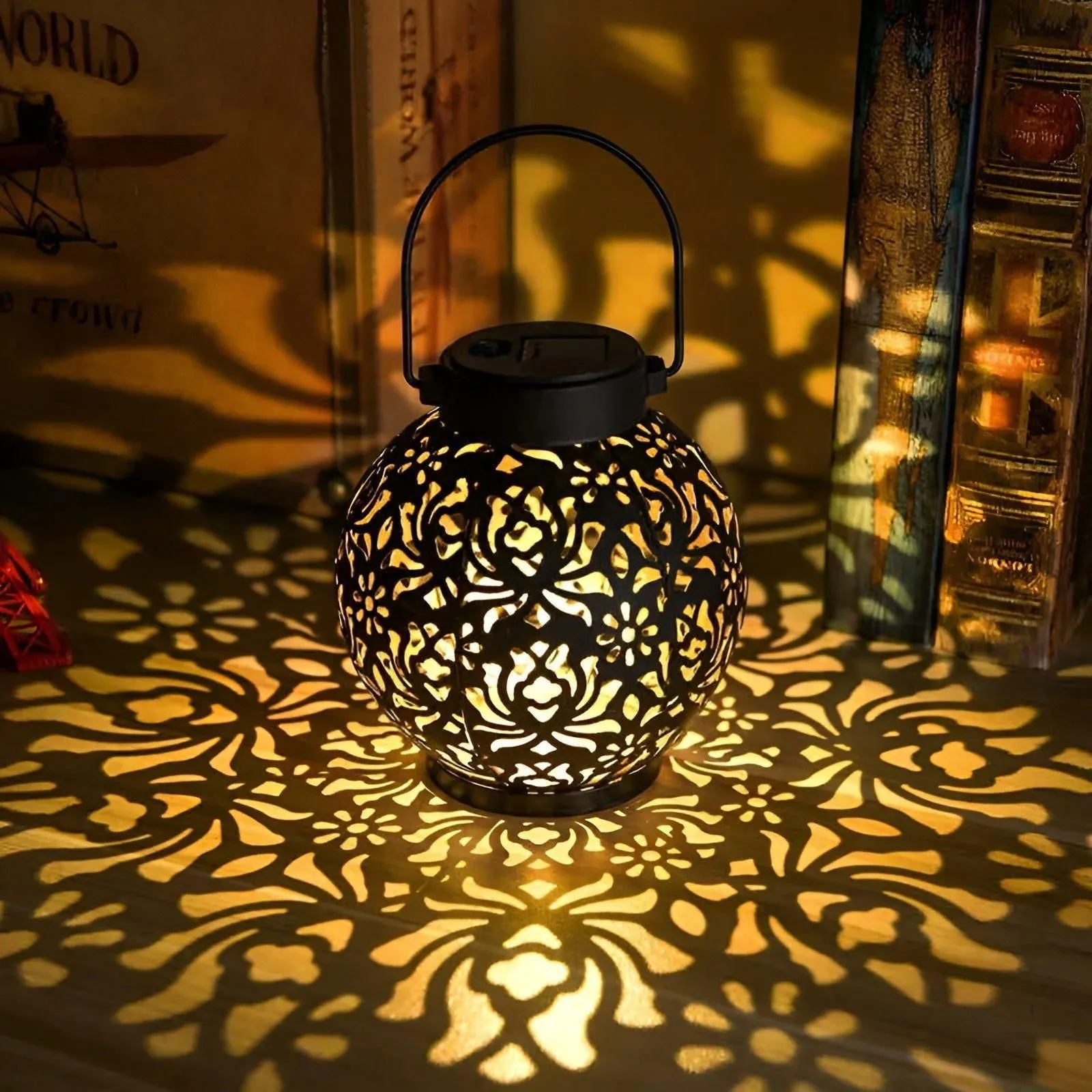 Hollow Elegance - Waterproof LED Solar Garden Pendant Light
