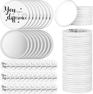 Hoolerry 48 Pcs Inspirational Mini Compact Mirror You Make a Difference Round Portable Pocket Makeup Mirror for Employee Coworkers Team Teacher Nurse Graduation Birthday Party