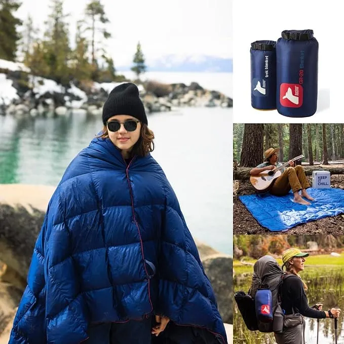 Horizon Hound Down Camping Blanket - Outdoor Travel Blanket | Sustainable Insulated Down | Lightweight & Warm Quilt for Camping, Stadium, Hiking & Festival | Water Resistant, Packable & Compact