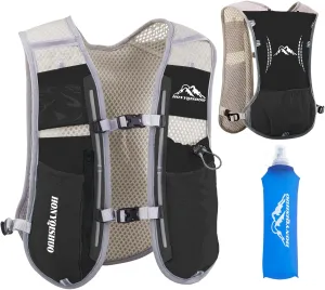 Hydration Vest Pack Backpack, Running Vest for Women Men, Adjustable Chest Straps Running Hydration Vest with 500ml Soft Flask, Running Vest for Trail Running Hiking
