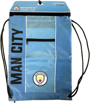 Icon Sports Soccer Club Team Logo Cinch Bag (Manchester City, Dynasty Blue)