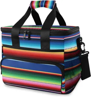 Insulated Cooler Lunch Bag,Reusable Leakproof Cooler Bag for Women and Men Work Picnic Beach,with Detachable Shoulder Strap-Mexican Serape Blanket Stripes