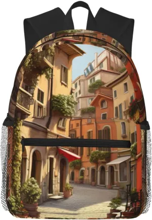 Italian Street Print Lightweight And Comfortable Duffel Bag, Casual Daypack, Multipurpose Backpack