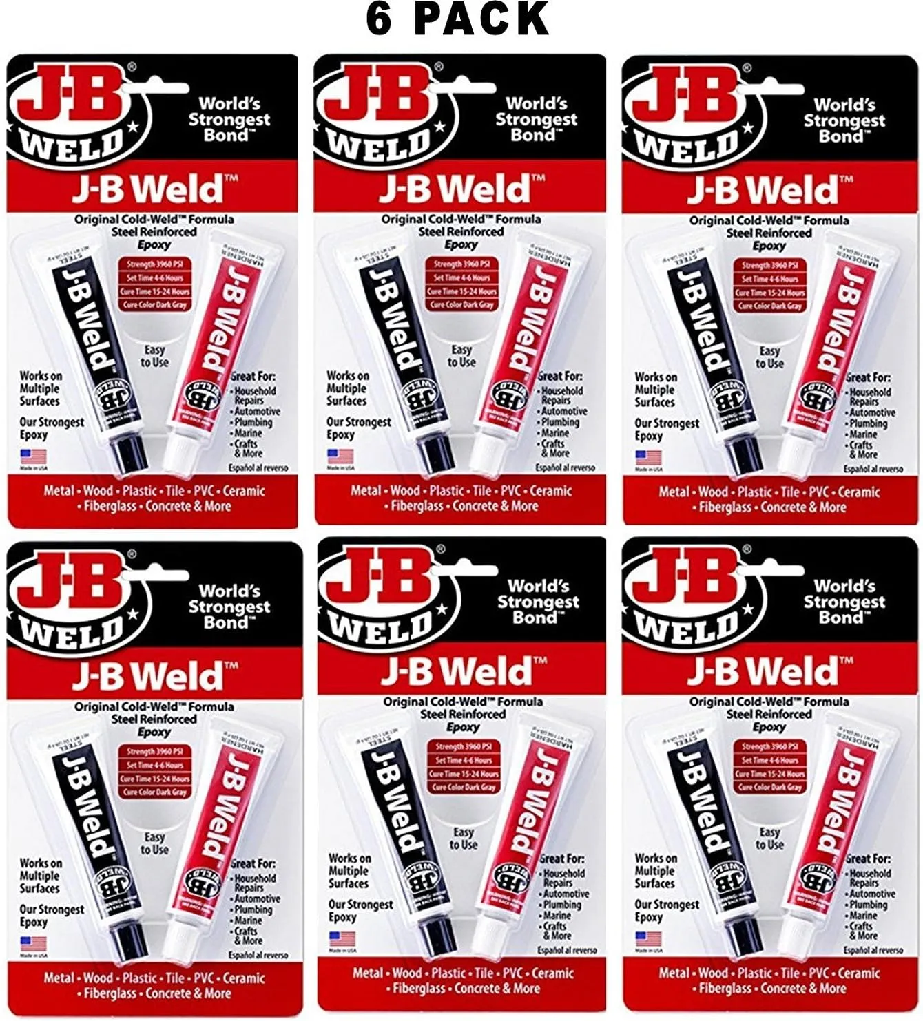J-B Weld 8265S Original Steel Reinforced Epoxy Twin Pack - 2 oz (Pack of 6)