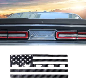 JeCar Tail Light Decal American Flag Rear Light Sticker Exterior Accessories Compatible with Dodge Challenger 2015-2023, Carbon Fiber