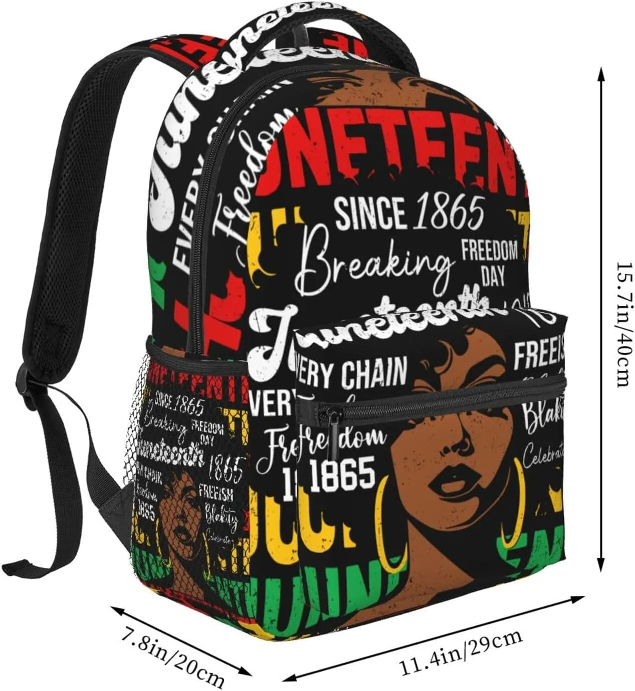Juneteenth African American Women Backpack Lightweight Laptop Backpack Casual Daypack Travel Double Shoulder Bag For Women Men