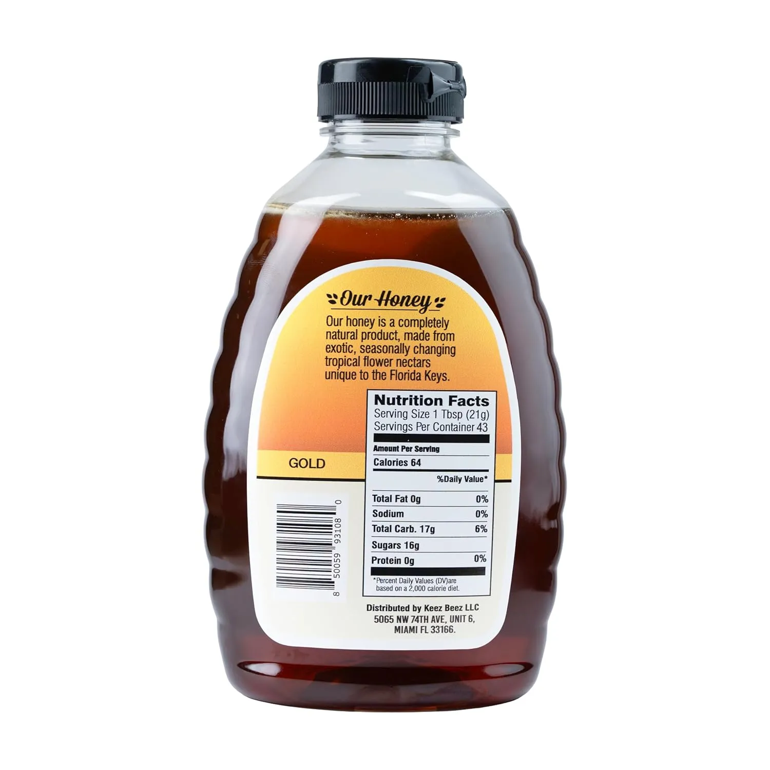 KEEZ BEEZ 100% Natural Raw Gold Honey – Black Mangrove 32 fl oz (2 lb) in Squeeze Bottle – Organic, Non-GMO, Kosher Certified, Bulk Family Size, Rich and Dark Premium Honey, Perfect for Baking and Recipes