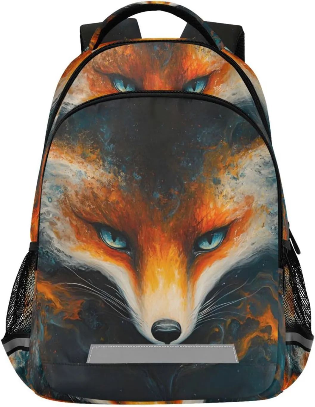 Kids School Backpack-Flaming Fox for Boys Girls Ages 6-12, Lightweight Bookbag with Padded Straps Reflective Stripes Daypack for Travel Hiking Study