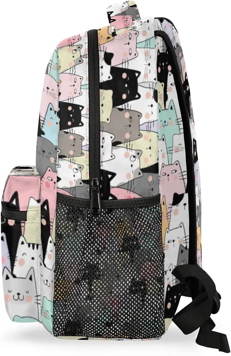 Kids School Backpacking Backpack for Teens Girls & Boys Cute Cats Funny Animals Middle School Aesthetic Students Bookbag 16 in Cute Lightweight Gym Travel Bag Sports Schoolbag