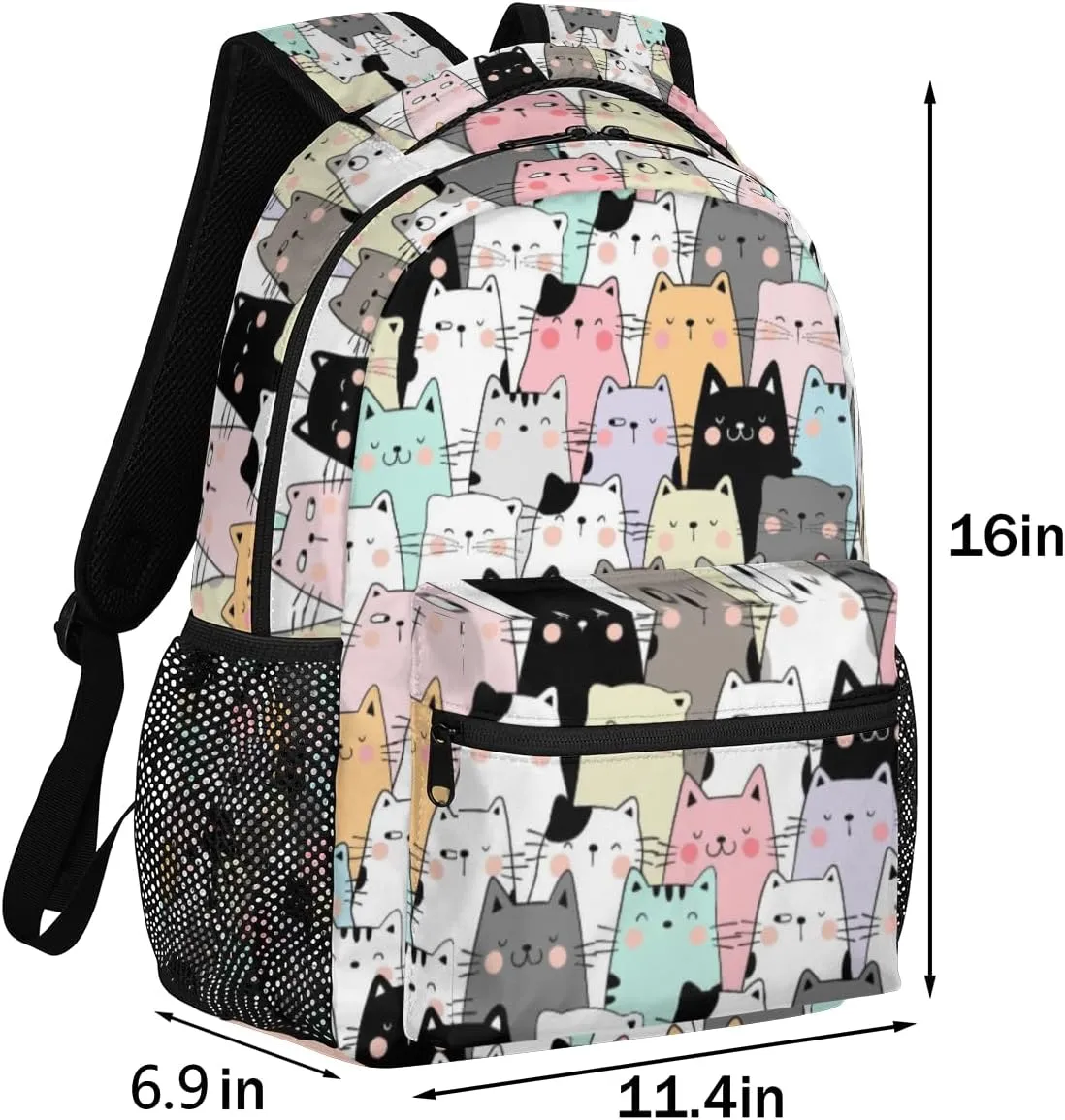 Kids School Backpacking Backpack for Teens Girls & Boys Cute Cats Funny Animals Middle School Aesthetic Students Bookbag 16 in Cute Lightweight Gym Travel Bag Sports Schoolbag