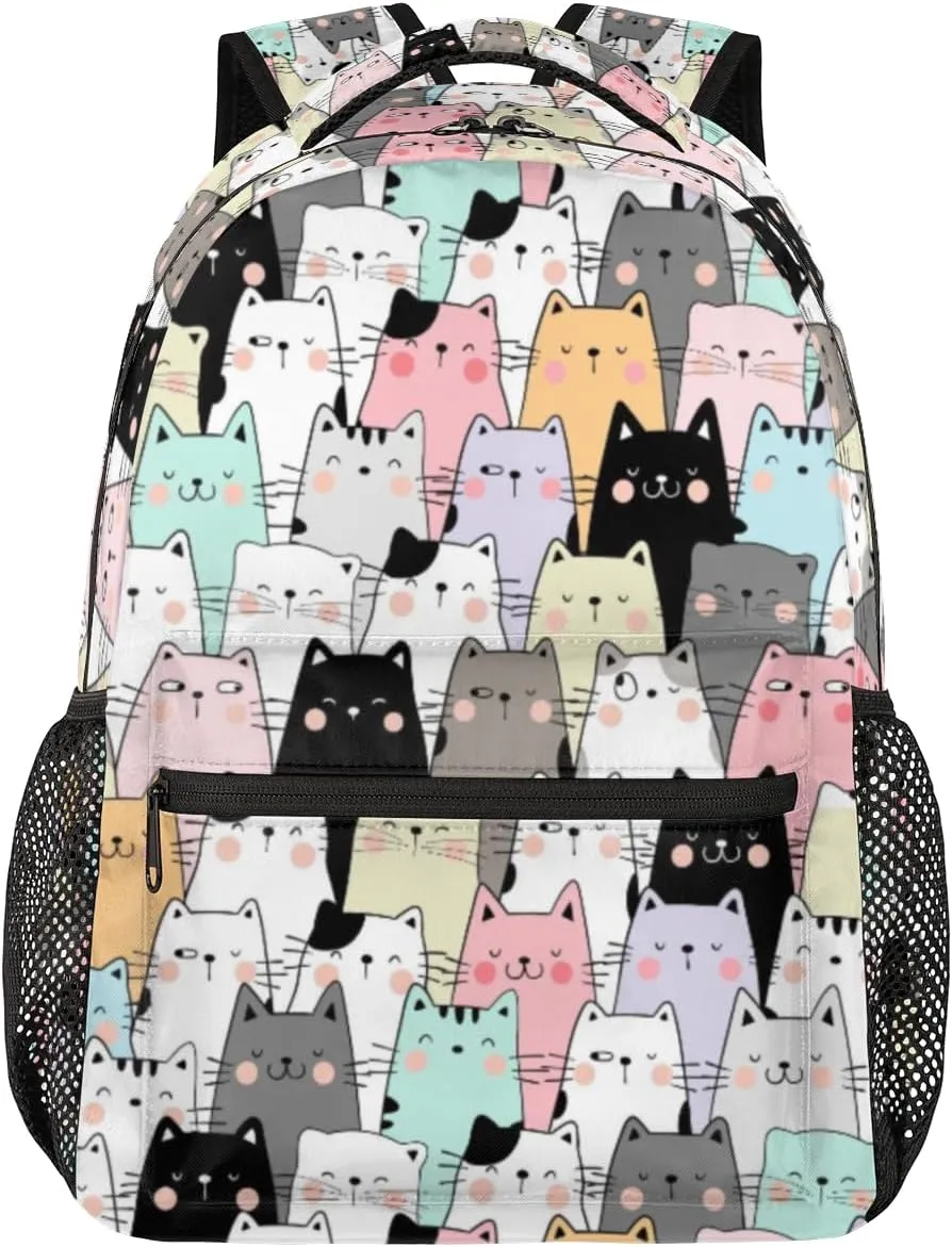 Kids School Backpacking Backpack for Teens Girls & Boys Cute Cats Funny Animals Middle School Aesthetic Students Bookbag 16 in Cute Lightweight Gym Travel Bag Sports Schoolbag