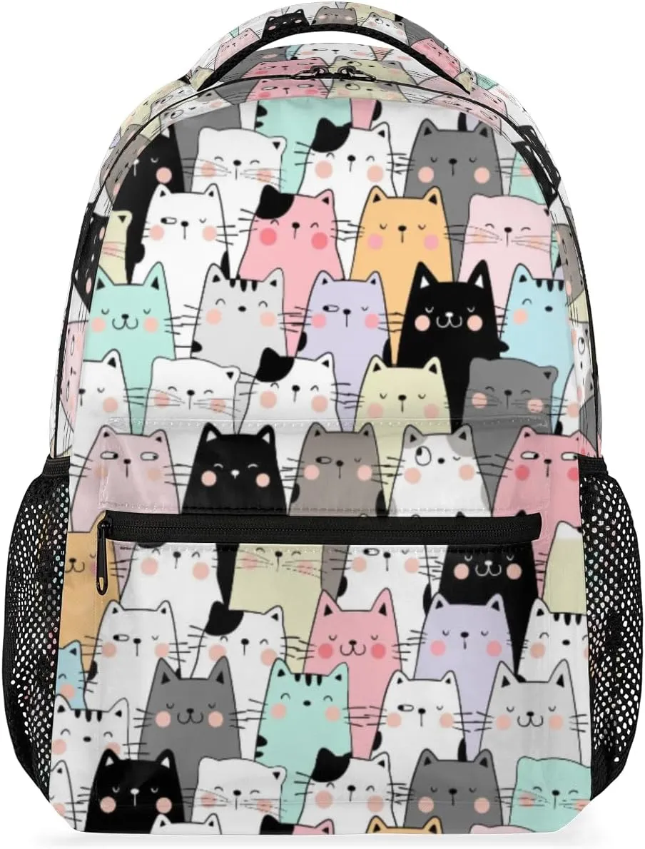 Kids School Backpacking Backpack for Teens Girls & Boys Cute Cats Funny Animals Middle School Aesthetic Students Bookbag 16 in Cute Lightweight Gym Travel Bag Sports Schoolbag