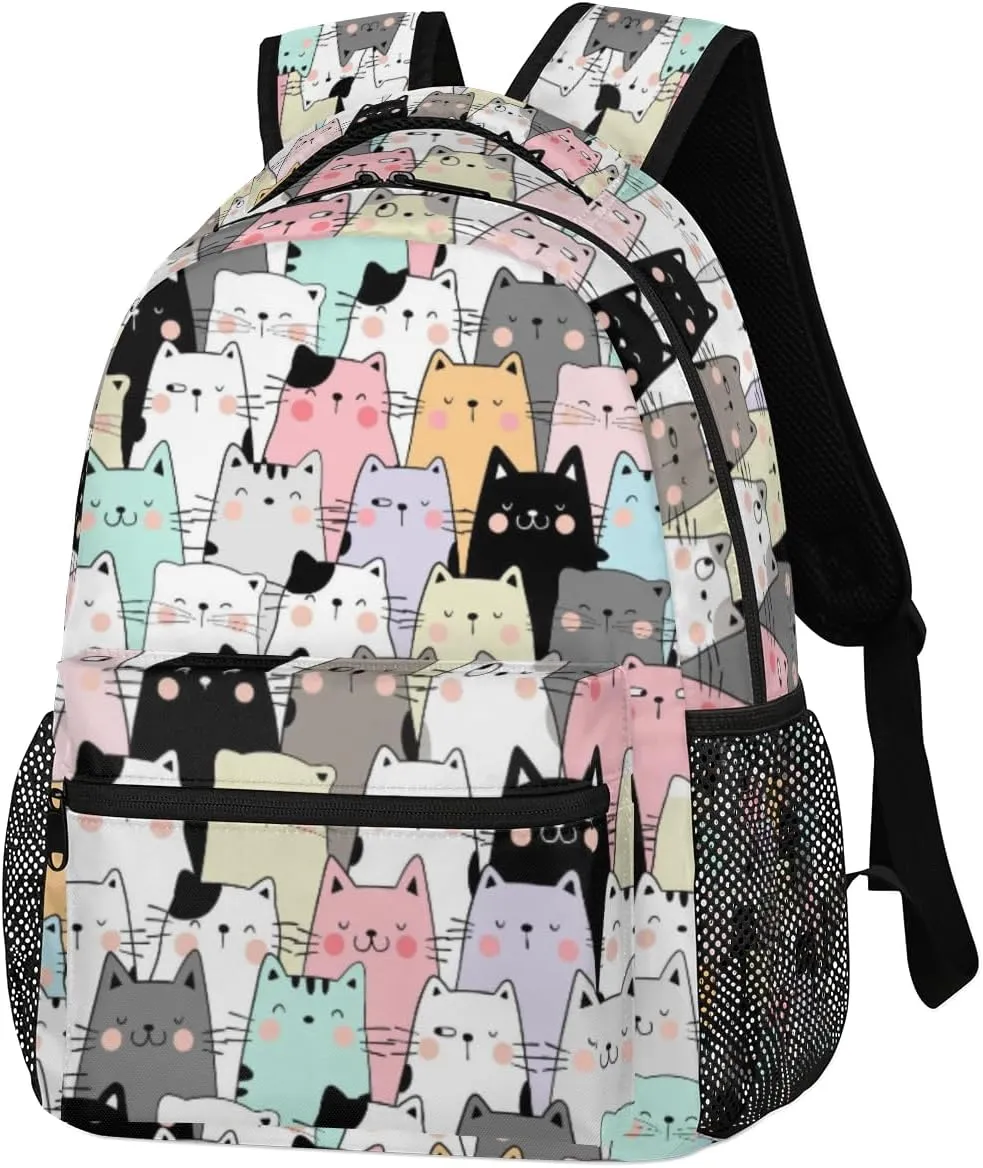 Kids School Backpacking Backpack for Teens Girls & Boys Cute Cats Funny Animals Middle School Aesthetic Students Bookbag 16 in Cute Lightweight Gym Travel Bag Sports Schoolbag