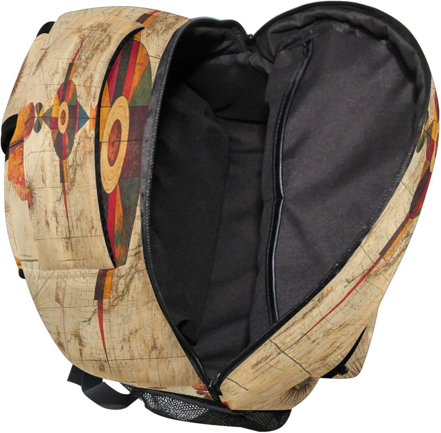 KLL Day Backpack for Women Men Fashion Vintage Daypacks with Chest Strap Gift Men & Women Boho Vintage Geometric Pattern