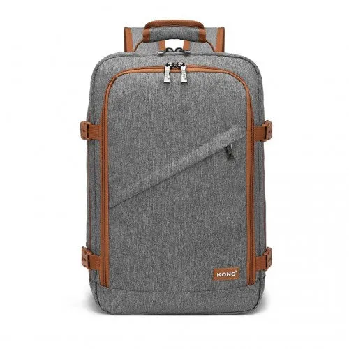 Kono Lightweight Cabin Bag Travel Business Backpack - Grey And Brown
