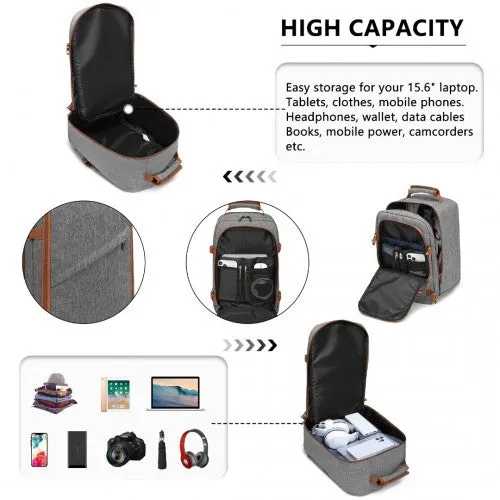 Kono Lightweight Cabin Bag Travel Business Backpack - Grey And Brown