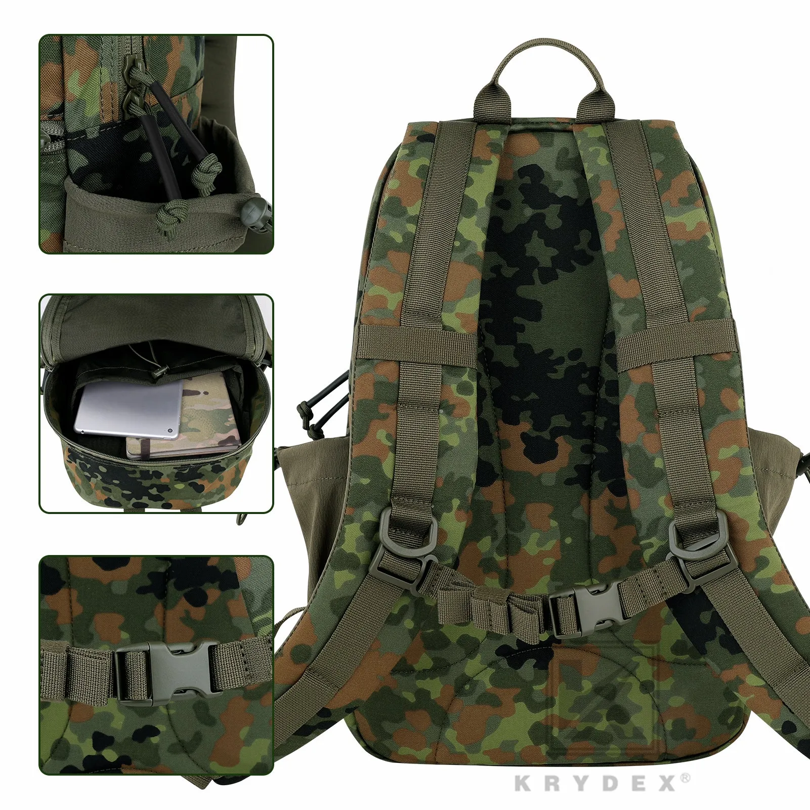 KRYDEX 14L Tactical Daypack Outdoor EDC Backpack Travel Lightweight Waterproof