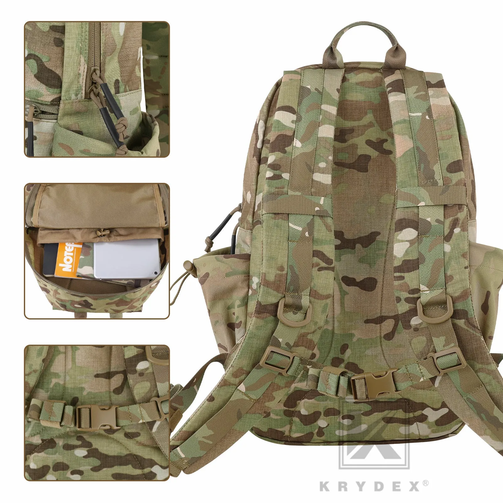 KRYDEX 14L Tactical Daypack Outdoor EDC Backpack Travel Lightweight Waterproof
