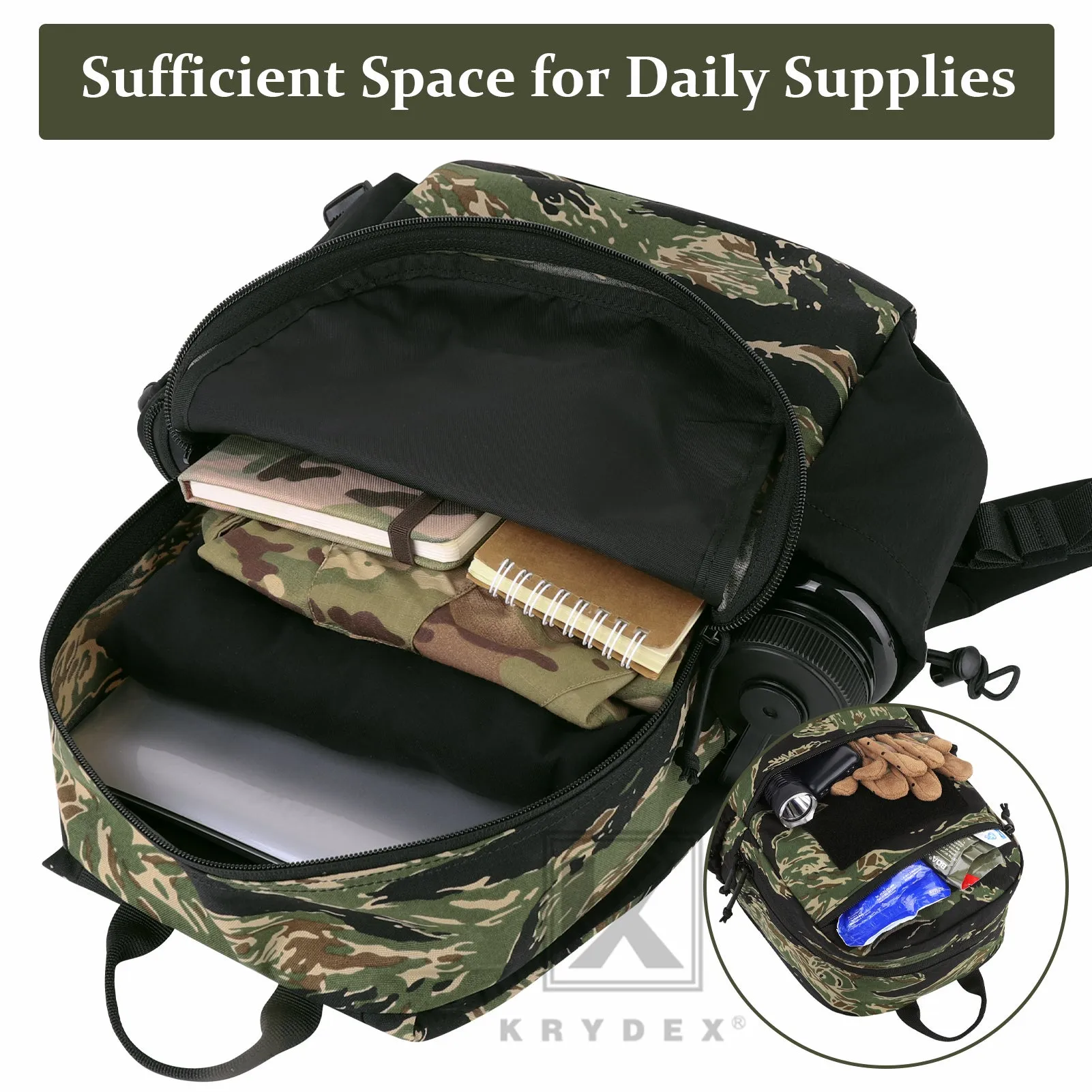 KRYDEX 14L Tactical Daypack Outdoor EDC Backpack Travel Lightweight Waterproof