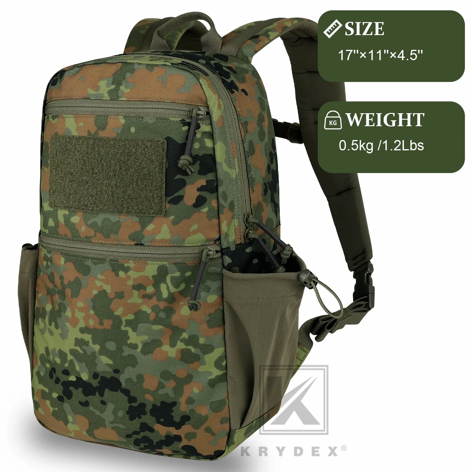 KRYDEX 14L Tactical Daypack Outdoor EDC Backpack Travel Lightweight Waterproof