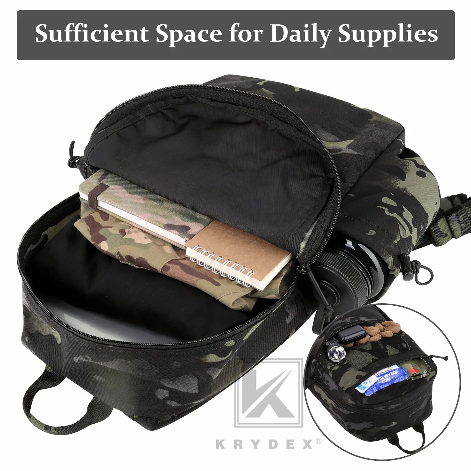 KRYDEX 14L Tactical Daypack Outdoor EDC Backpack Travel Lightweight Waterproof