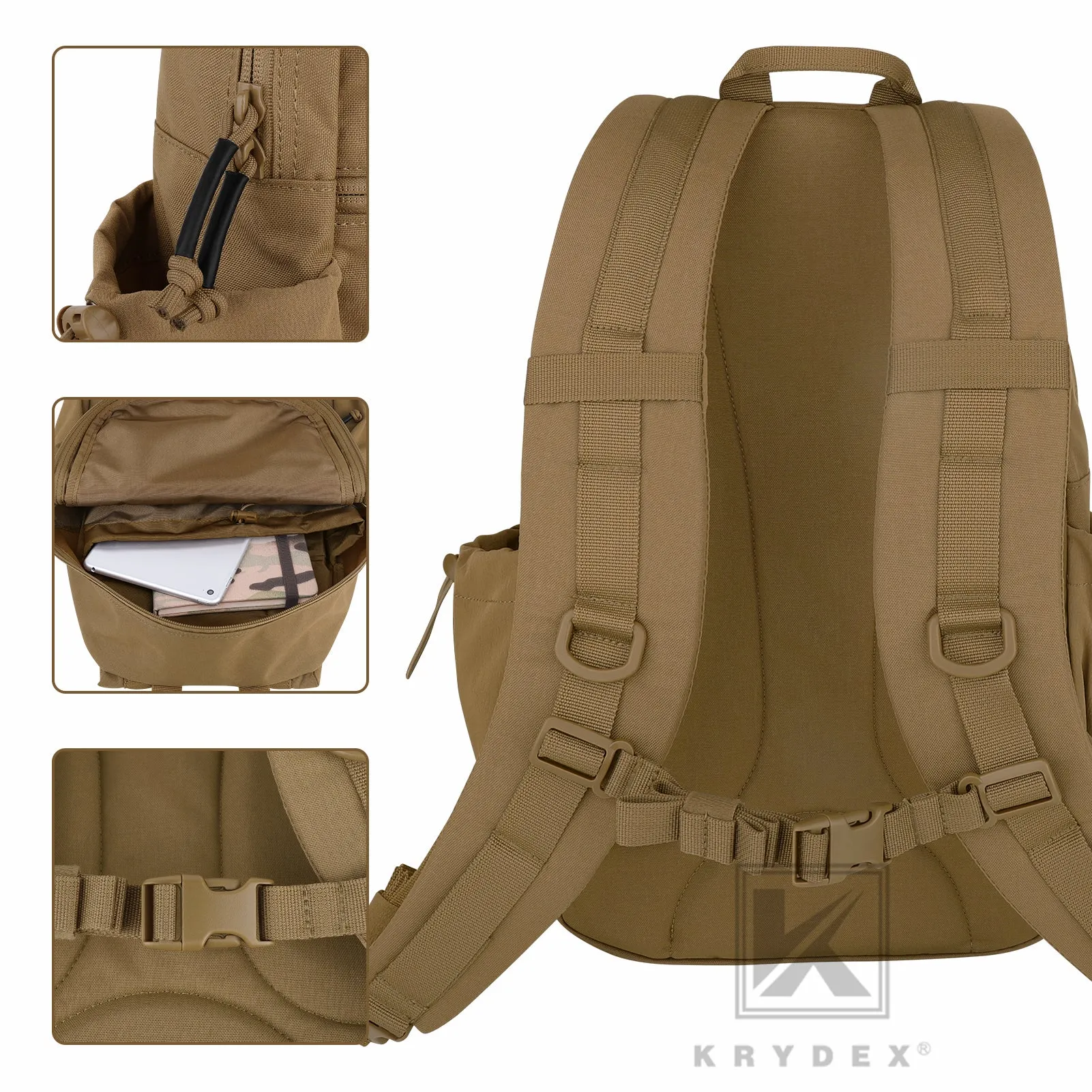 KRYDEX 14L Tactical Daypack Outdoor EDC Backpack Travel Lightweight Waterproof