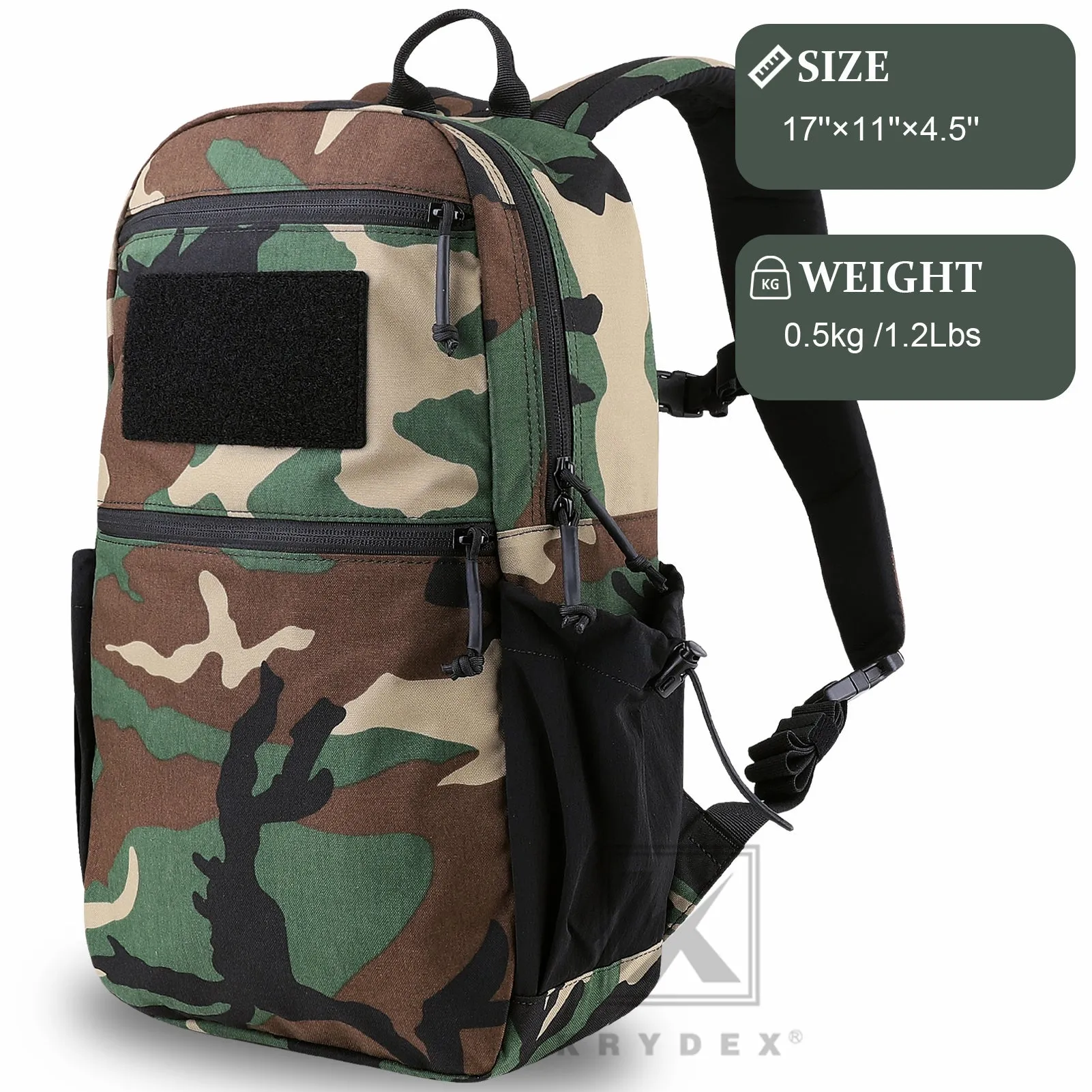 KRYDEX 14L Tactical Daypack Outdoor EDC Backpack Travel Lightweight Waterproof