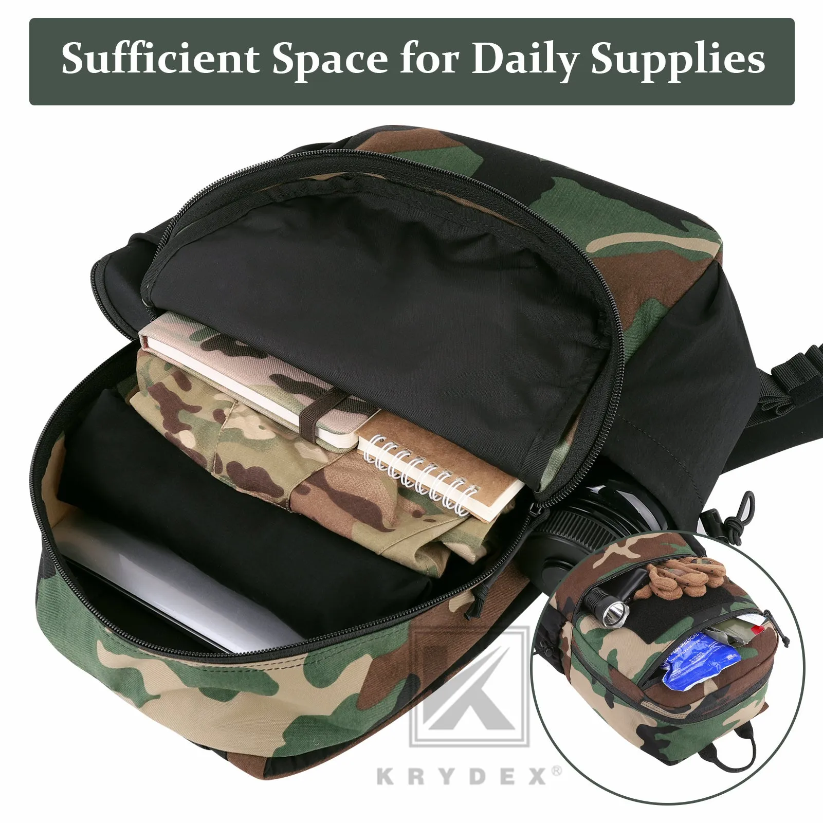 KRYDEX 14L Tactical Daypack Outdoor EDC Backpack Travel Lightweight Waterproof