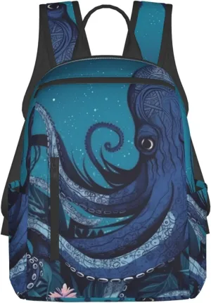 Laptop Backpack Lightweight Hiking Backpack Blue octopus tentacles illustration Weekender Bag Travel Daypack for Women Men