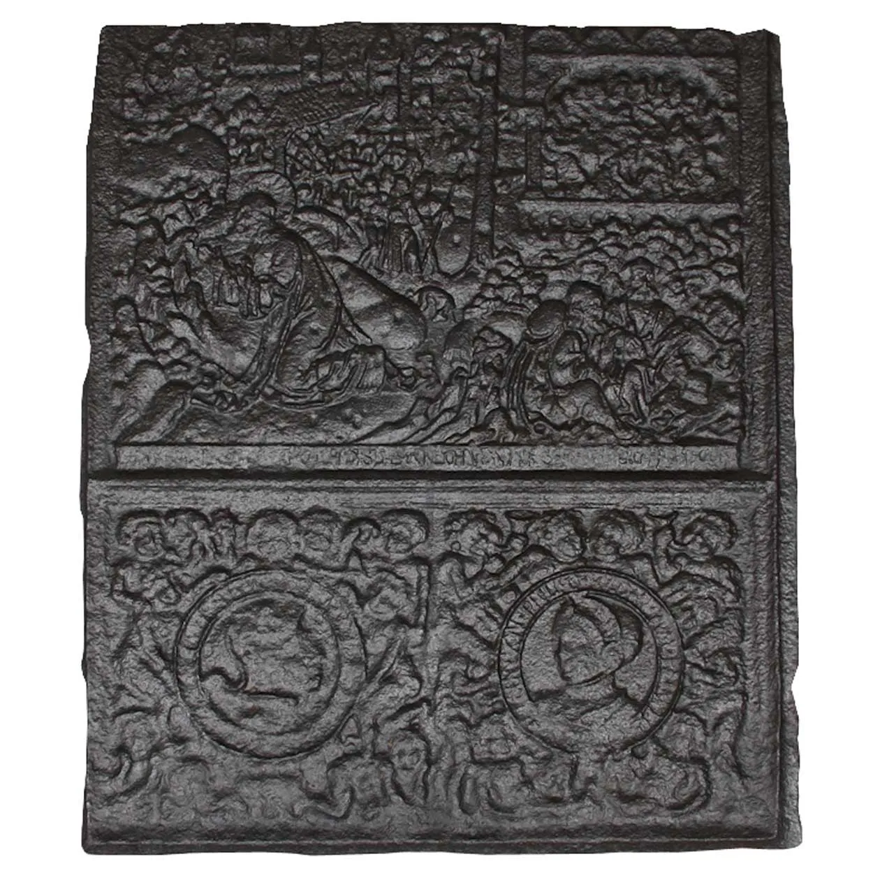 Large Early Swedish Cast Iron Stove Plate with Coat of Arms