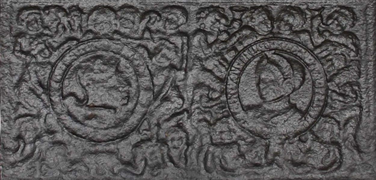 Large Early Swedish Cast Iron Stove Plate with Coat of Arms