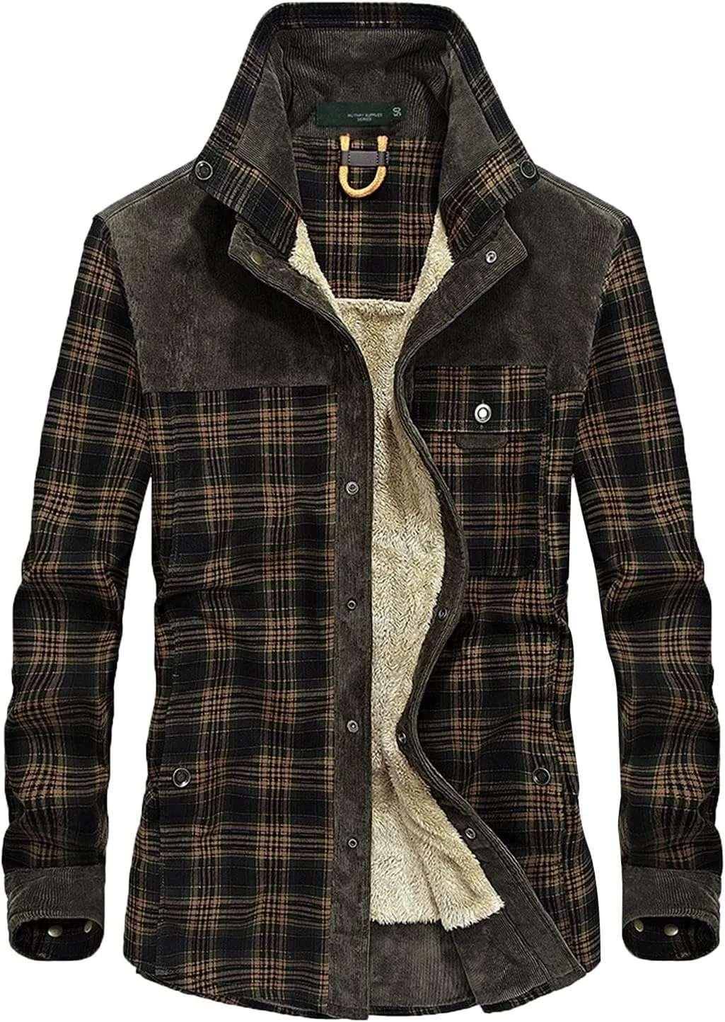 LCMTWX Mens Flannel Jacket And Autumn Plaid Print Lapel Button Down Pocket Long Sleeve Shirt Men Plus Size Big&Tall Mens