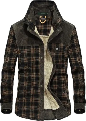 LCMTWX Mens Flannel Jacket And Autumn Plaid Print Lapel Button Down Pocket Long Sleeve Shirt Men Plus Size Big&Tall Mens