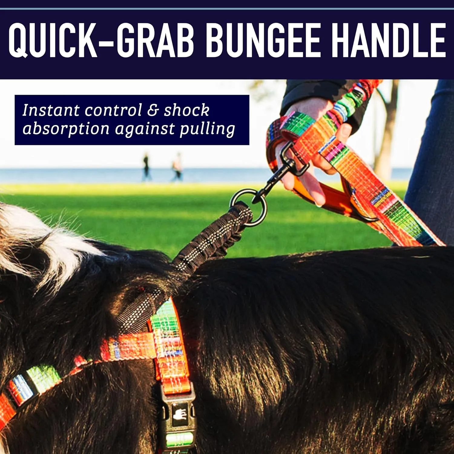 Leash Boss No Pull Dog Harness - Easy Walk for Small, Medium, Large Pets - Reflective No Pull Pet Harness with Rear and Front Clip - Large Blanket Pattern Design with Handle