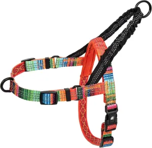 Leash Boss No Pull Dog Harness - Easy Walk for Small, Medium, Large Pets - Reflective No Pull Pet Harness with Rear and Front Clip - Large Blanket Pattern Design with Handle