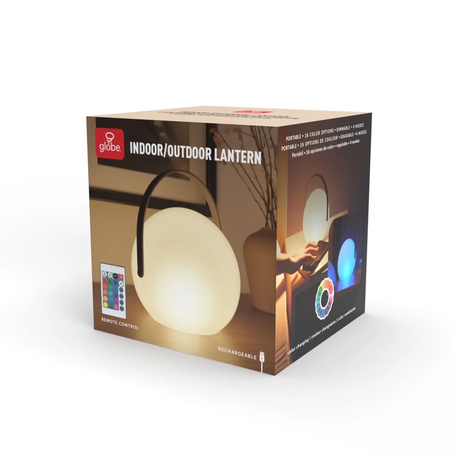 LED Integrated USB Rechargeable Indoor Outdoor RGB Multicolor Changing Portable Sphere Lantern with Remote Control