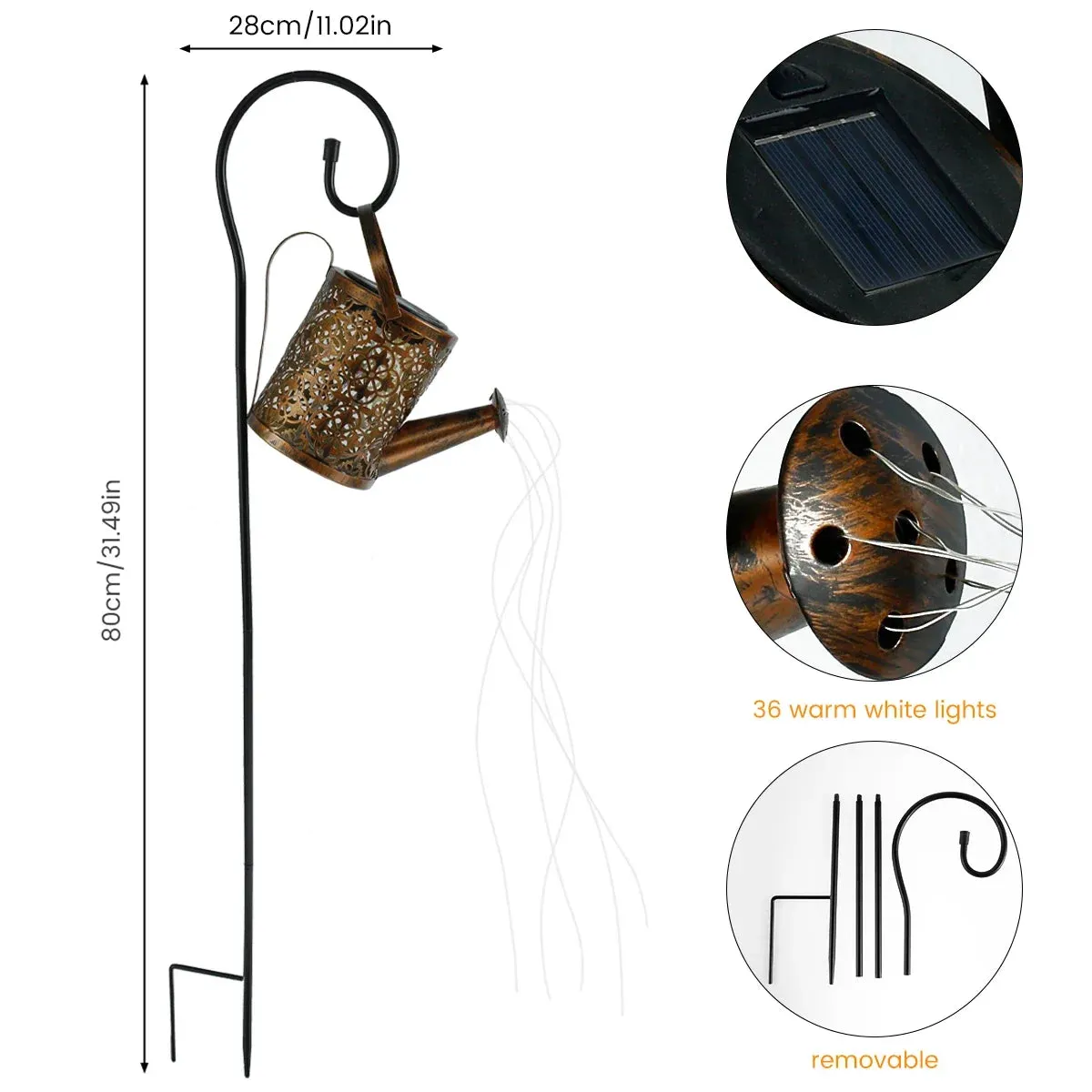 LED Solar Watering Can Light Hanging Lantern