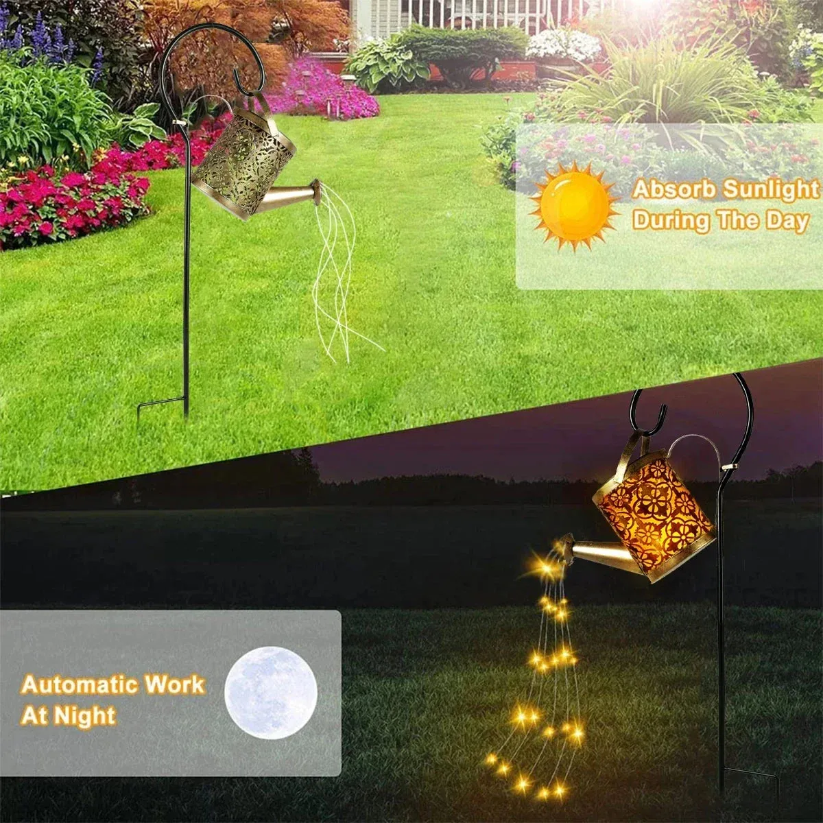 LED Solar Watering Can Light Hanging Lantern